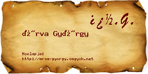 Árva György névjegykártya